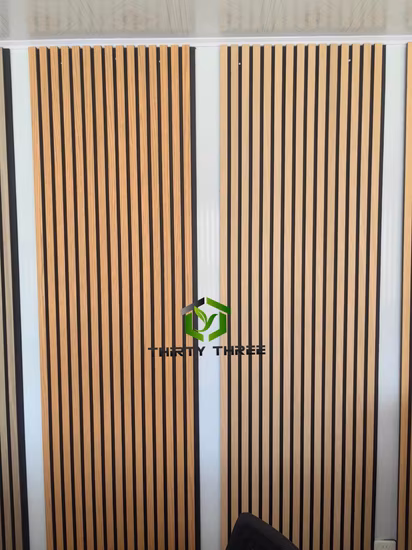 Painel de parede acústico sulcado à prova de som de madeira MDF para decoração de interiores